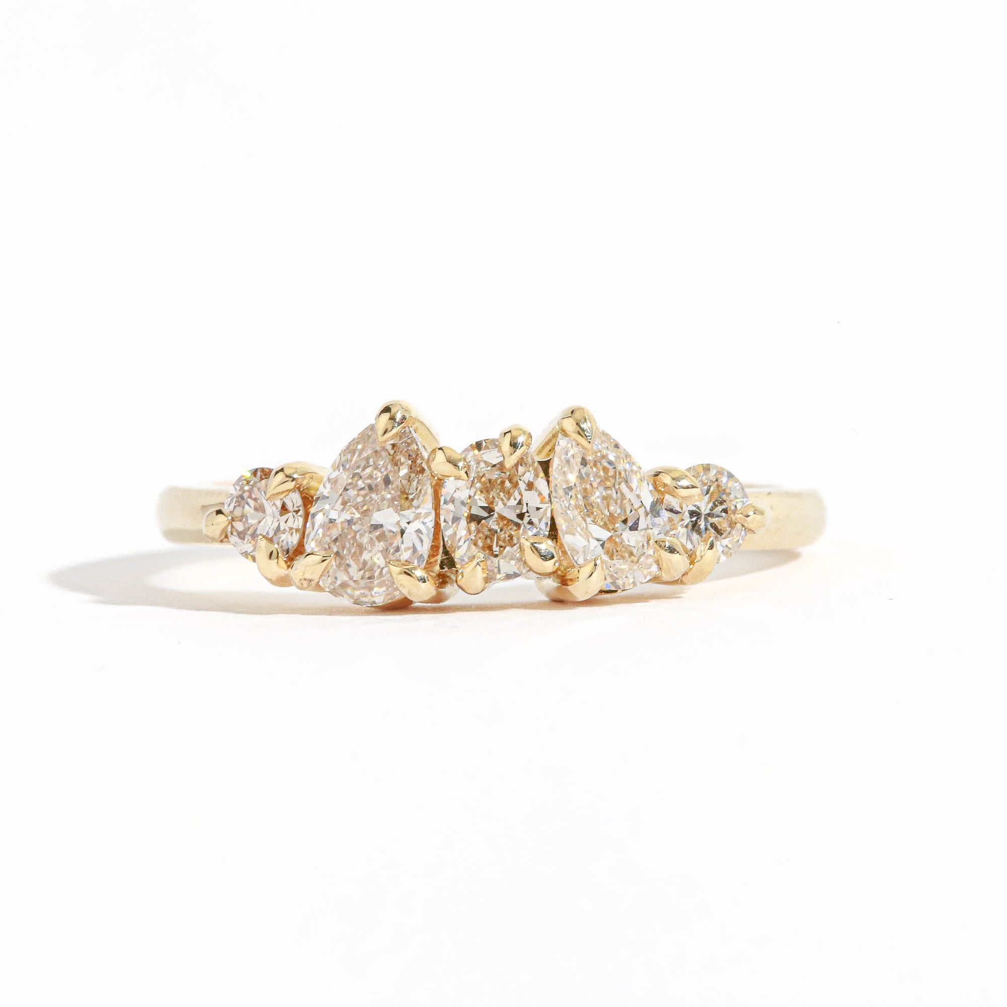 Pear Cut Diamond Cluster Ring in 18ct Yellow Gold