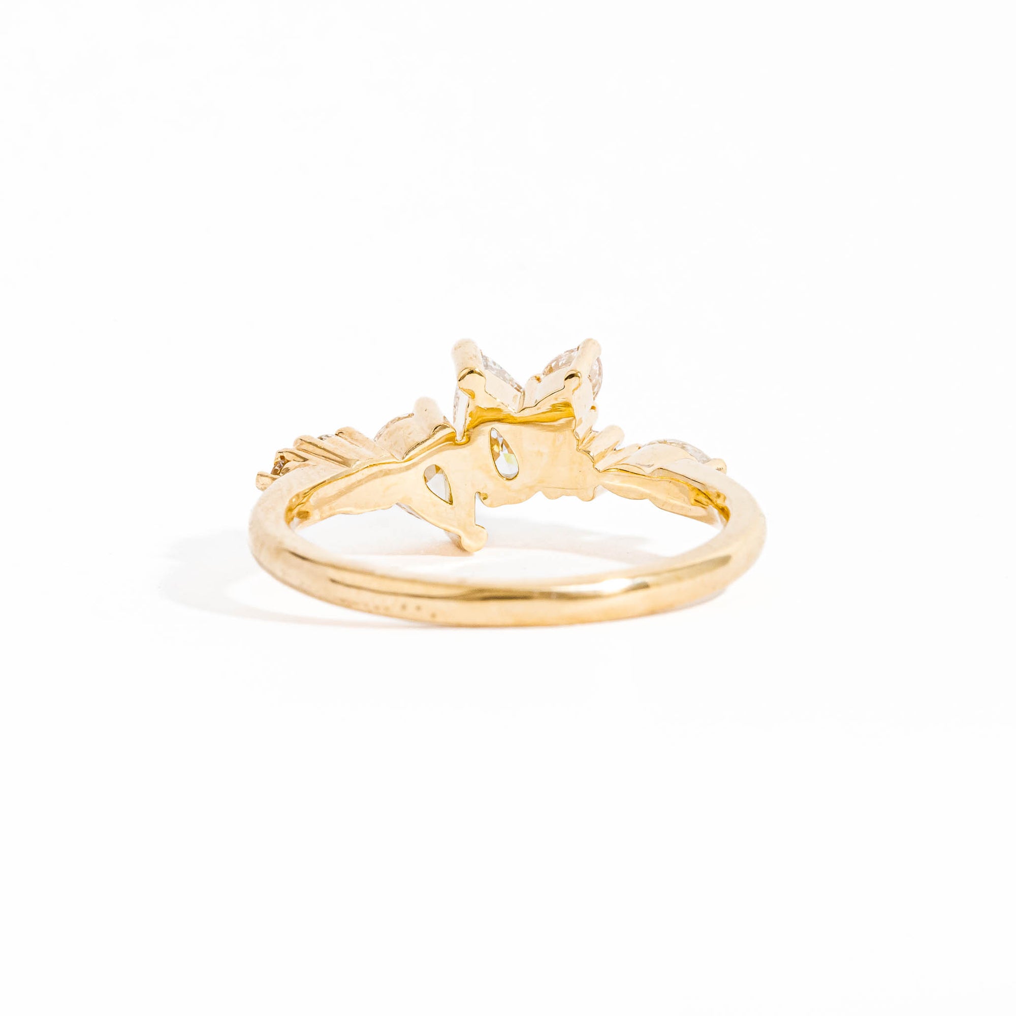 Seven Stone Diamond Ring with Two Pear Cut Diamonds in 18 Carat Yellow Gold
