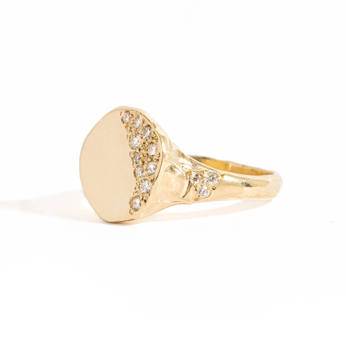 Diamond Hex Rune Rune Diamond Signet Ring In 9kt Yellow Gold | Women's Diamond Signet ...