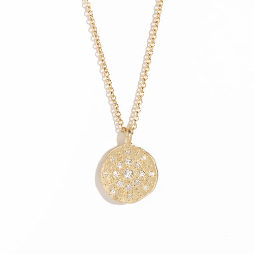  Round Pendant with Diamonds in 9 Carat Yellow Gold 