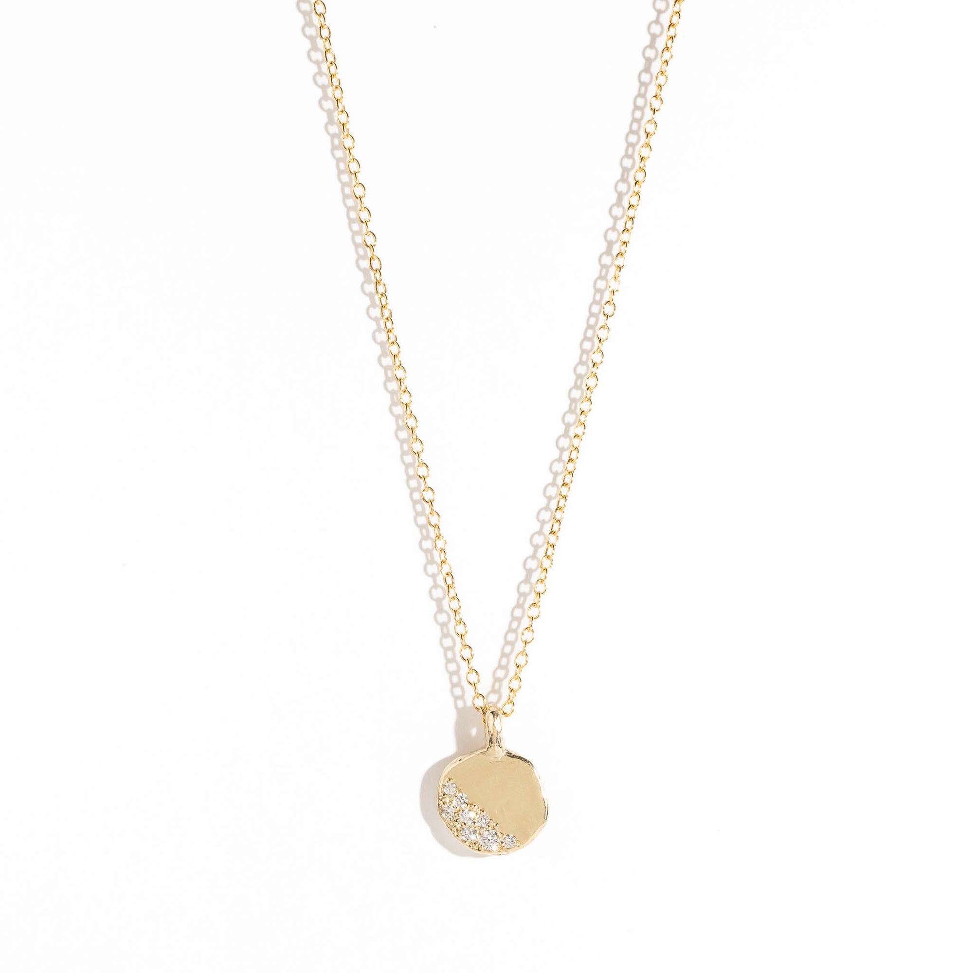 Pave Set White Diamond Necklace in 9 Carat Yellow Gold