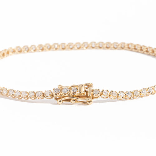 White Diamond Tennis Bracelet in 14 carat yellow gold