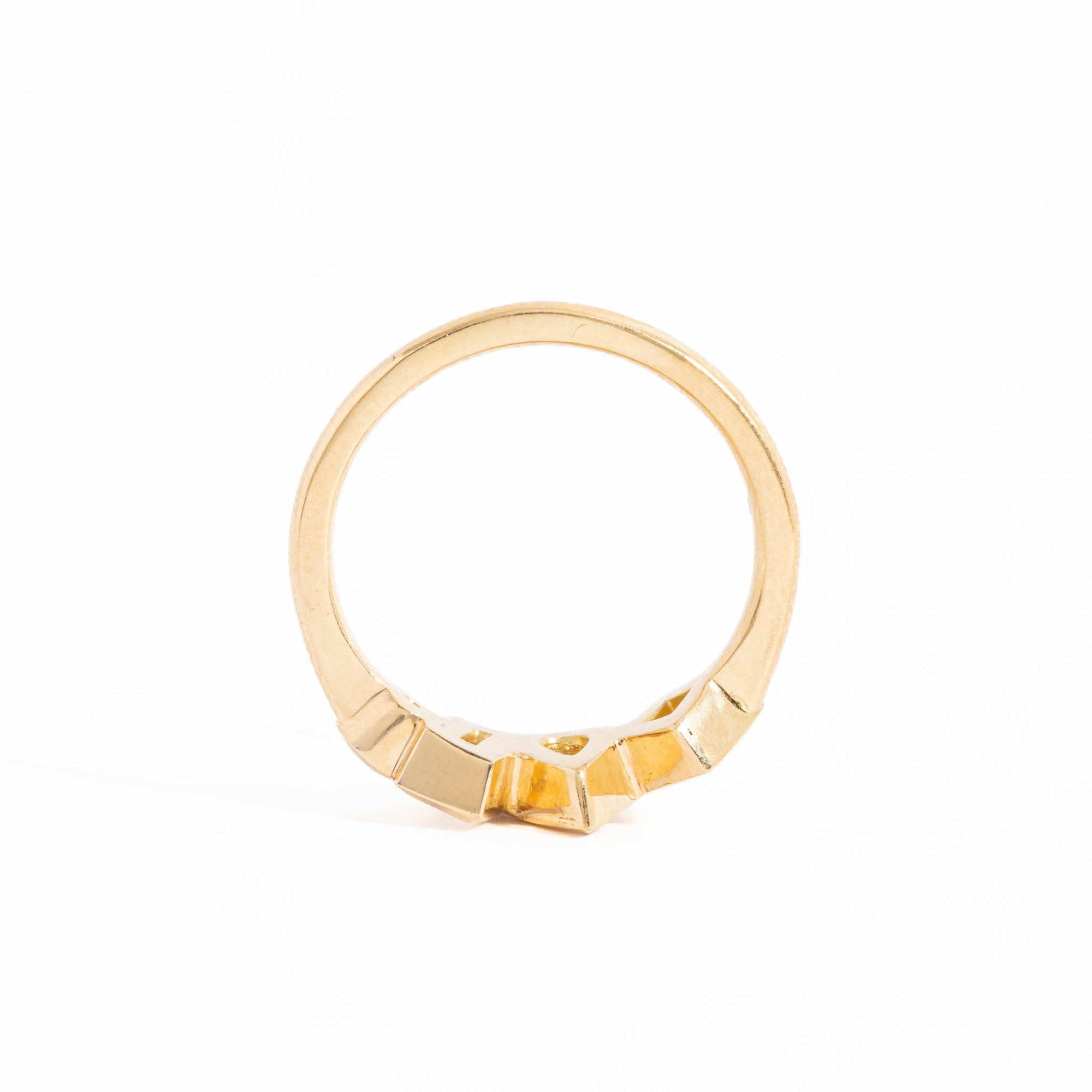 Four Stone Pear Cut, Baguette Cut and Princess Cut Bezel Set Diamond Engagement Ring in 18 Carat Yellow Gold 