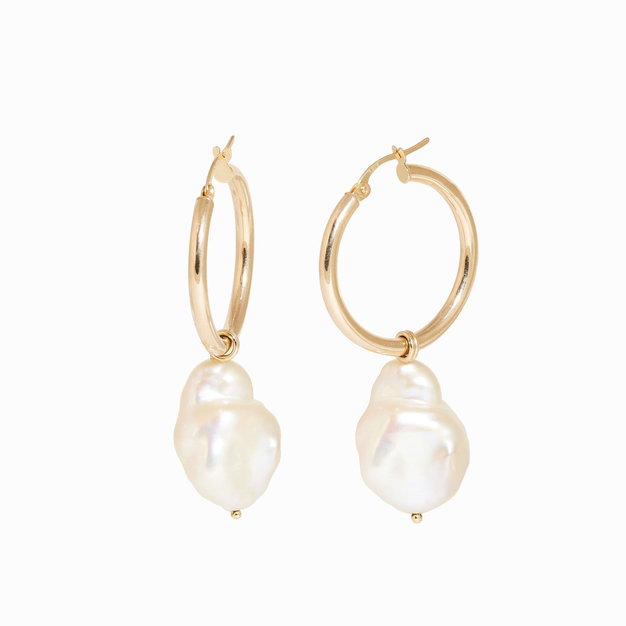Bespoke, handmade and crafted in Melbourne by Black Finch. heavy 9ct hoops with drop pearl.