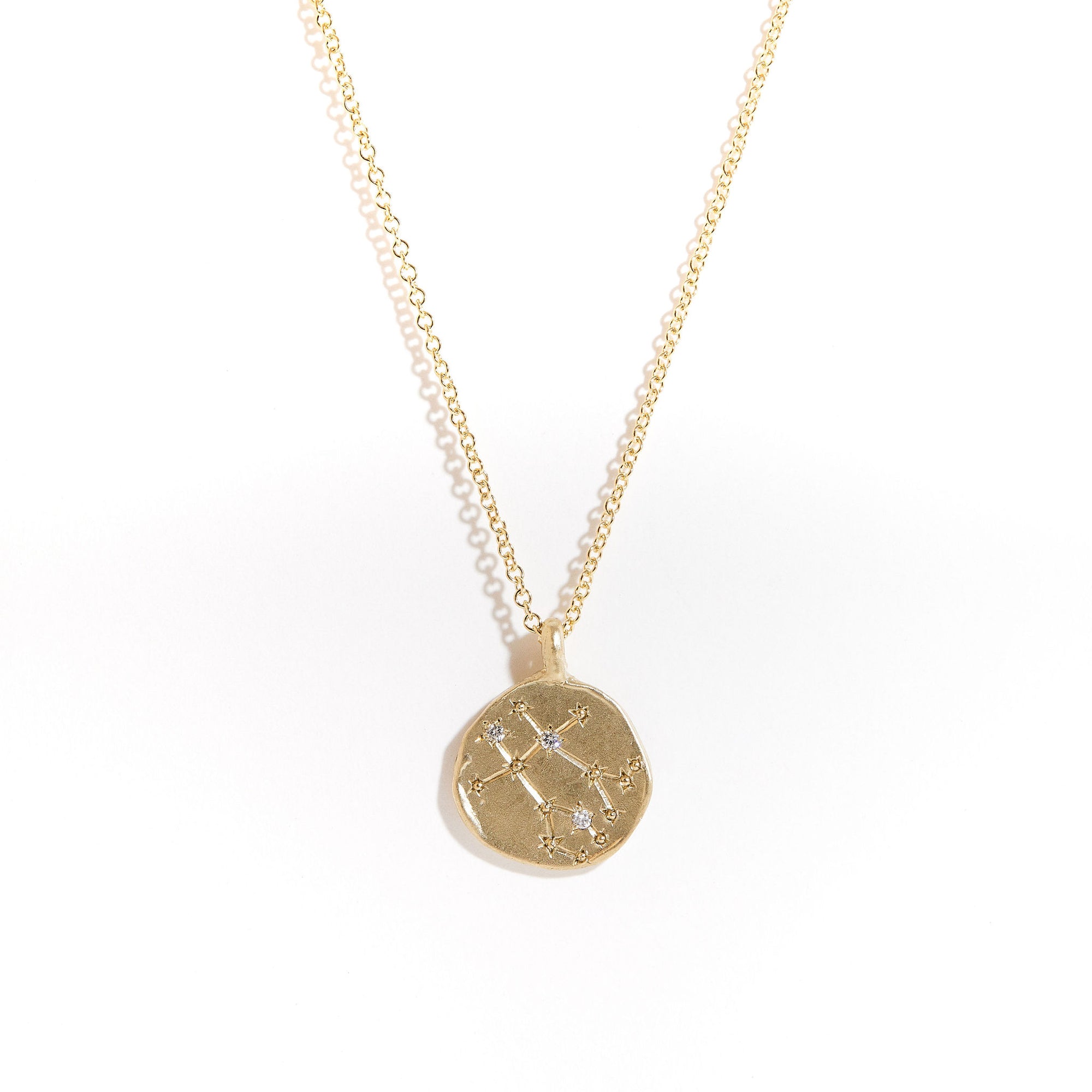 White and Champagne Diamond Pendant | Gemini Zodiac Pendant 