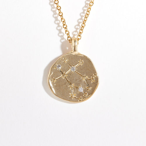 White and Champagne Diamond Pendant | Gemini Zodiac Pendant 