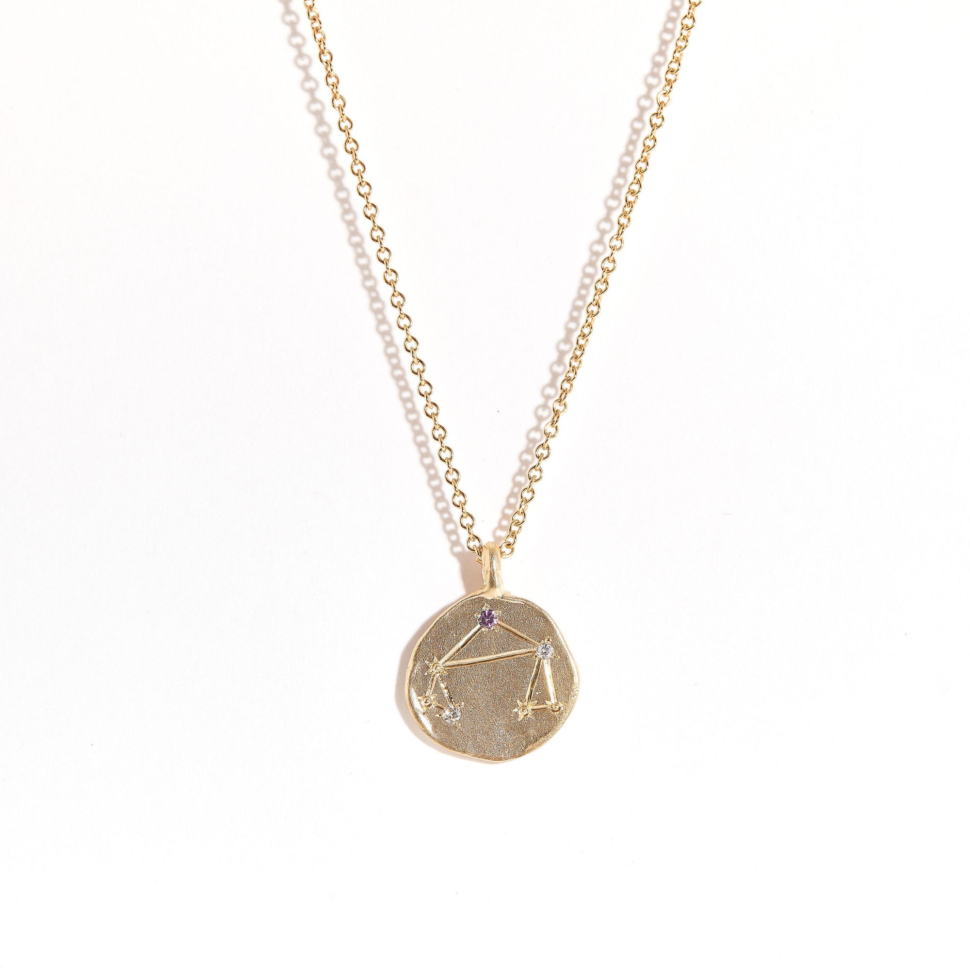 Diamond and Pink Sapphire Pendant | Libra Zodiac Pendant