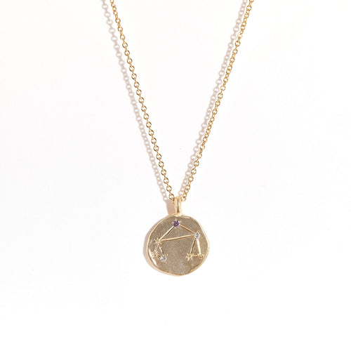 Diamond and Pink Sapphire Pendant | Libra Zodiac Pendant