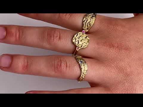 Video of Handmade Signet Ring in 9ct Yellow Gold and Ethically Sourced Pink Ceylon Sapphires, Hand Made Jewellery, Made in Melbourne